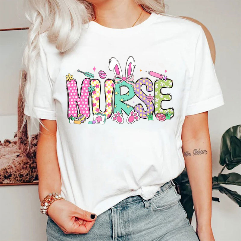 Personalized Job Title Hoppy Easter Nurse T-shirt