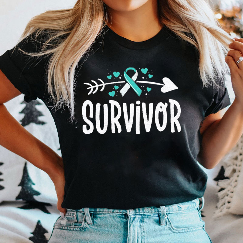 Teal White Ribbon T-Shirt
