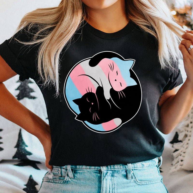 Trans Flag Cat T-shirt