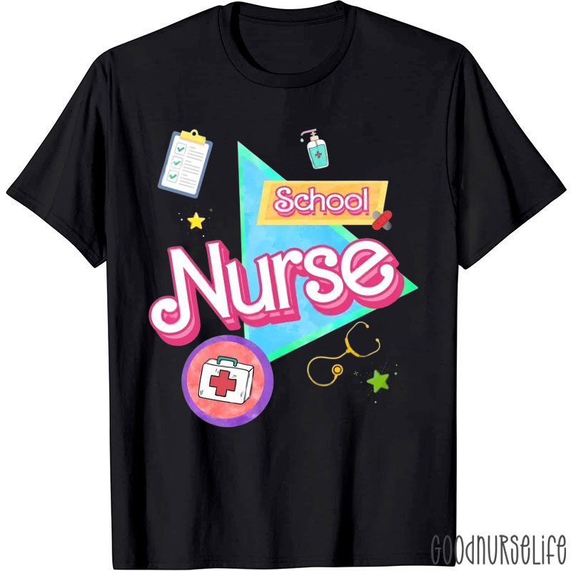 School Nurse Retro Bar Bee Nurse T-Shirt