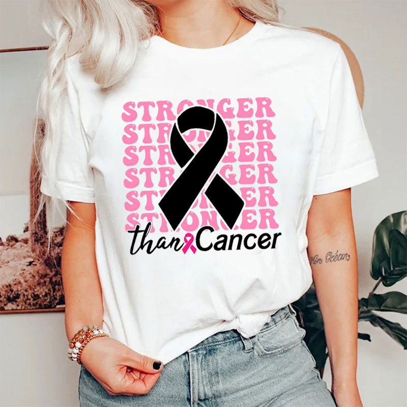 Stronger Than Cancer Pink Ribbon Nurse T-Shirt