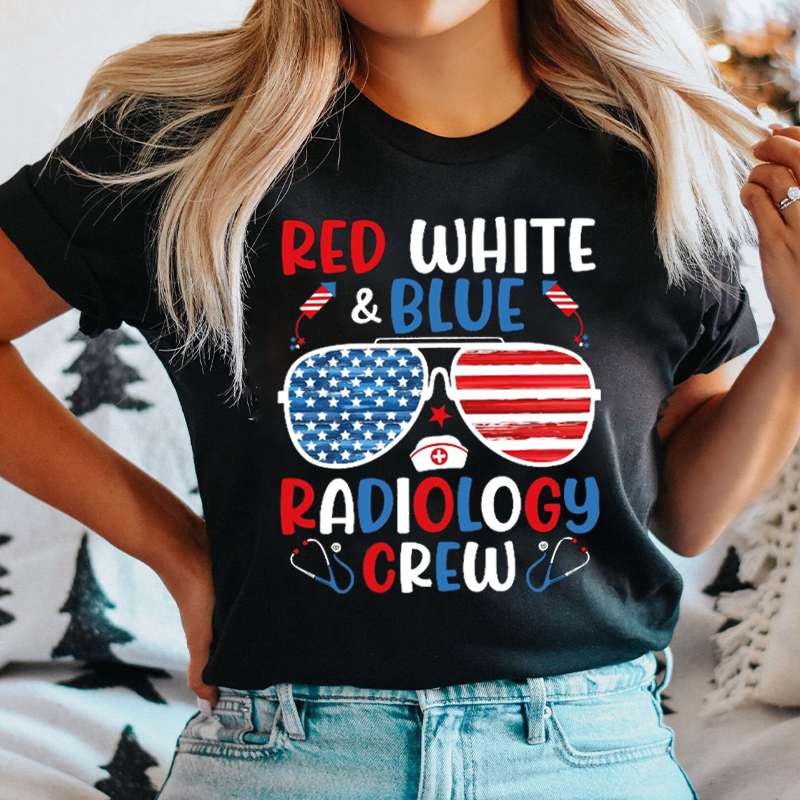 Personalized Red White Blue Crew Nurse T-Shirt