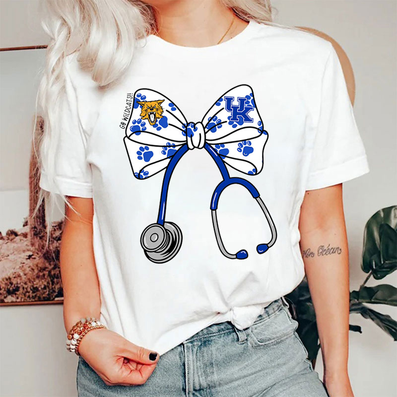 Personalized Coquette Bow Go Team Stethoscope Nurse T-Shirt