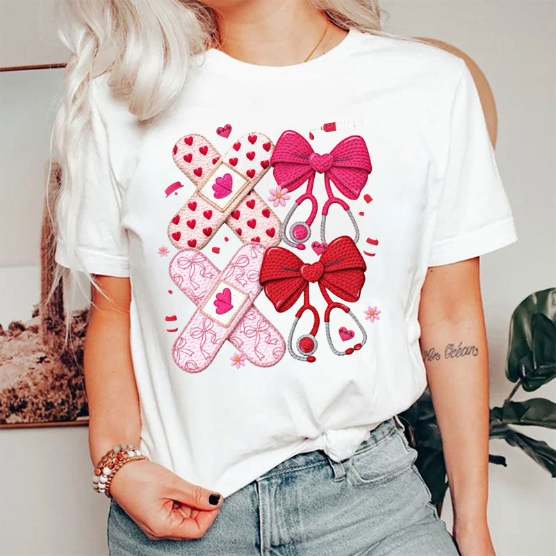 Faux Yarn XOXO Valentine Nurse T-shirt