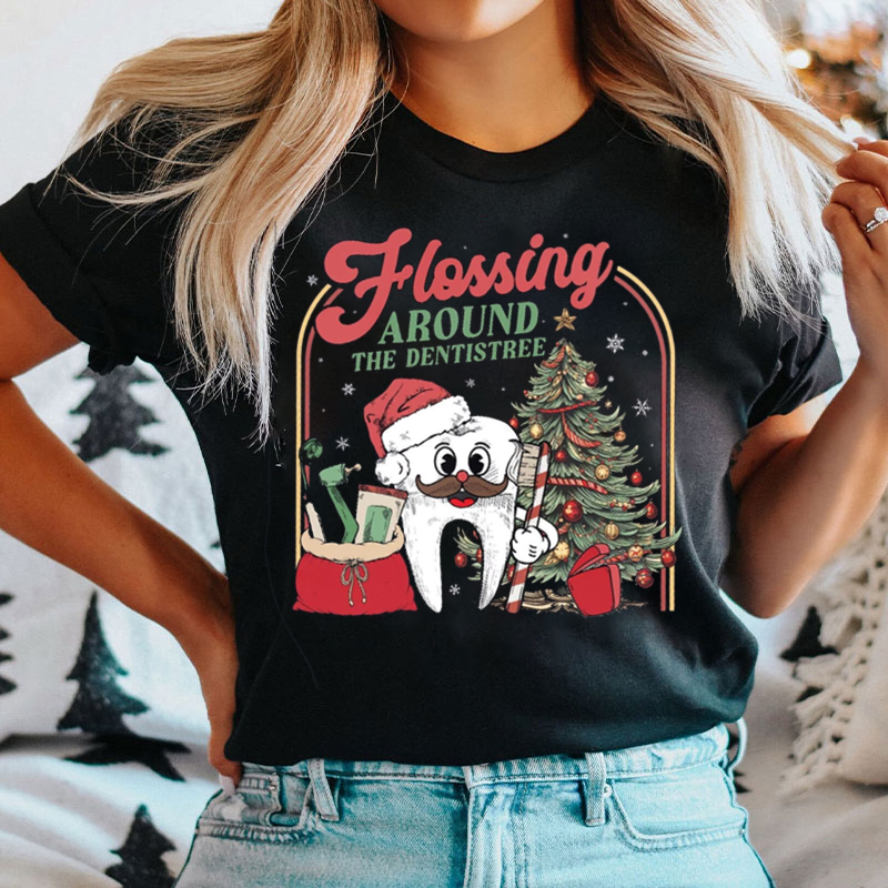 Flossing Around The Dentistree Xmas Vibe T-Shirt