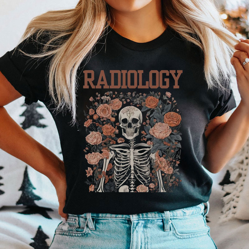 Radiology Technologist Skeleton Floral T-Shirt