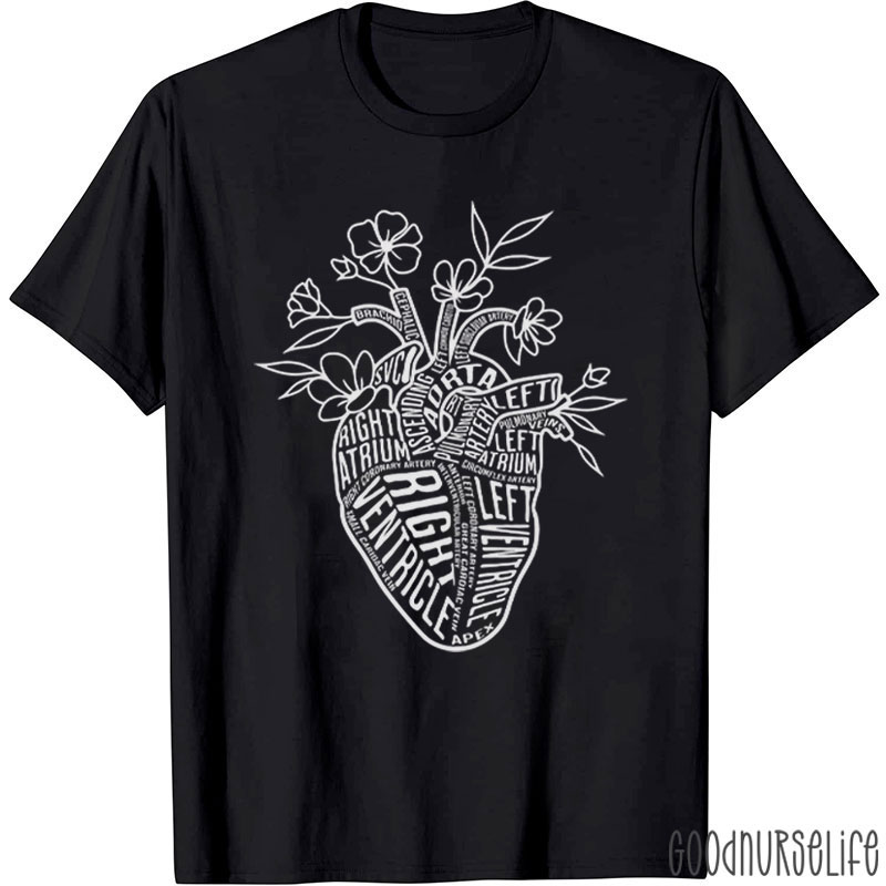 Anatomical Heart Cardiac Nurse T-Shirt