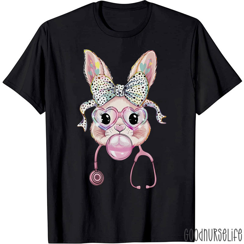 Bubblegum Bunny Cute Easter Bunny Nurse T-Shirt
