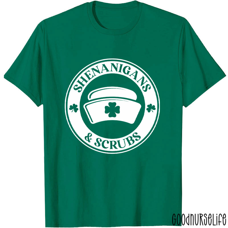 St. Patrick Day Shenanigans & Scrubs Nurse T-Shirt