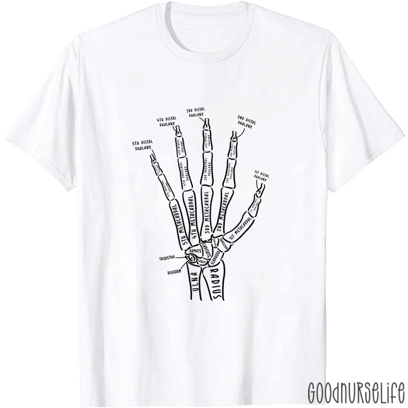 Human Hand Bone Diagram Nurse T-Shirt