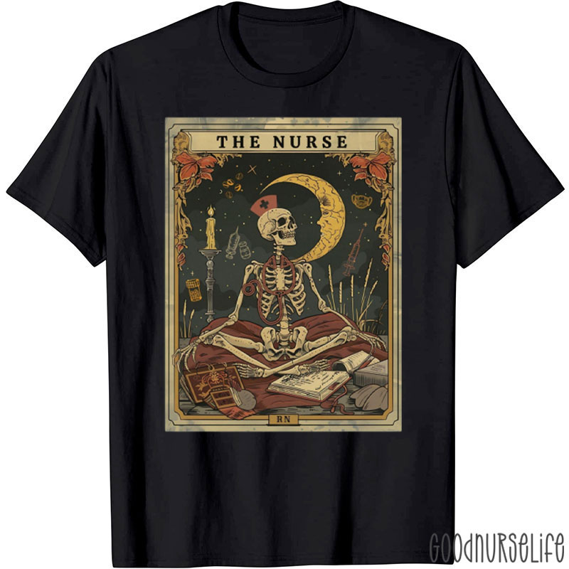 Funny Skeleton Tarot Card Nurse T-Shirt