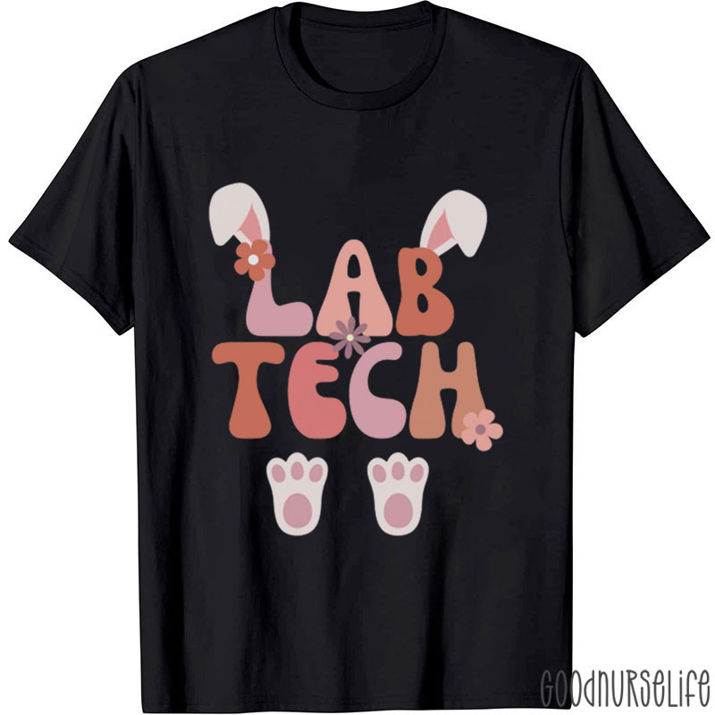 Easter Lab Tech Flower Nurse T-Shirt