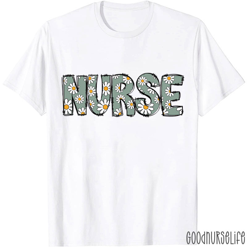 Retro Nurse Wild Flowers Nurse T-Shirt