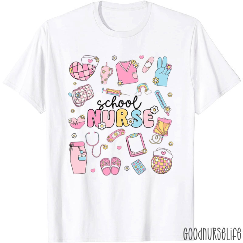 Elementary School Nurse Retro Nurse T-Shirt