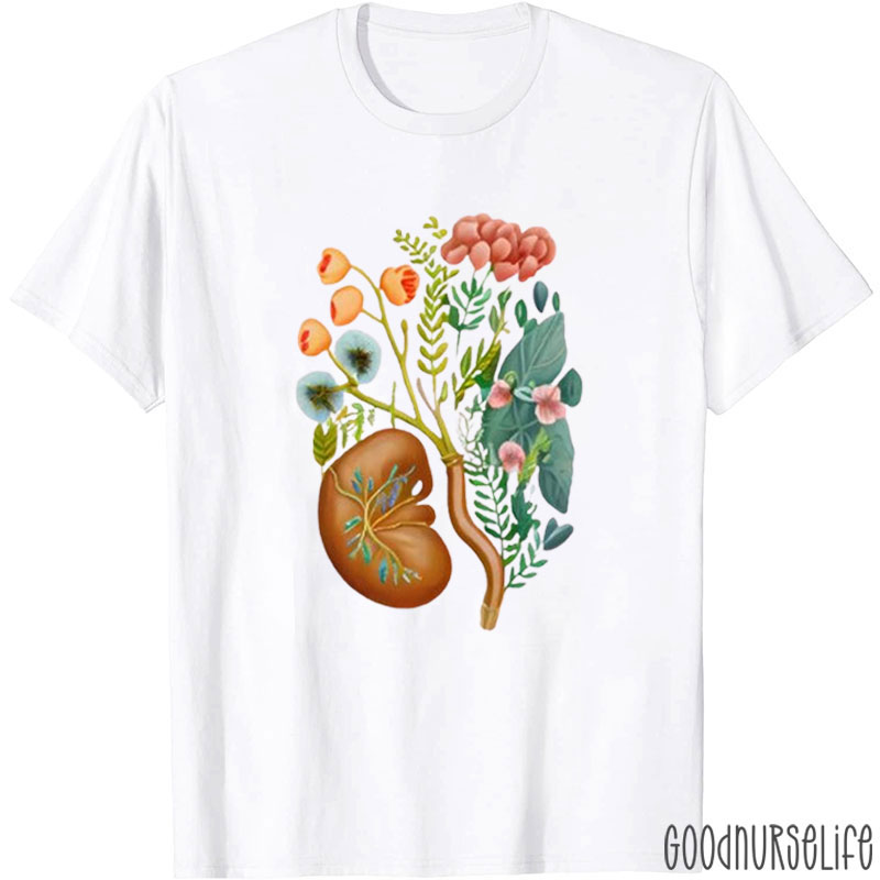 Floral Kidney Nephrologist Kidney Disease Awareness Nurse T-Shirt