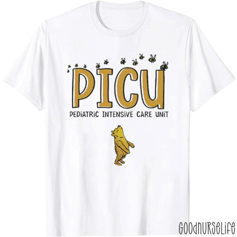 PICU Nurse Winnie The Pooh Pediatric Intensive Care Unit Nurse T-Shirt
