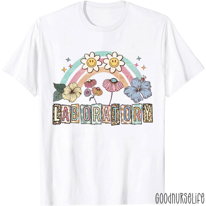 Laboratory Lab Tech Floral Nurse T-Shirt
