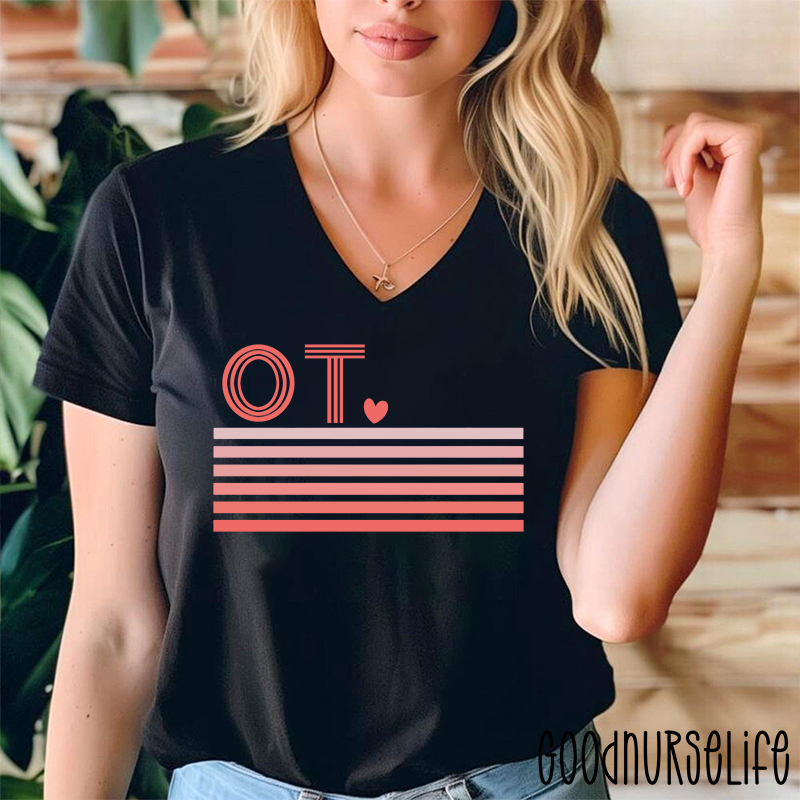 Occupational Therapy Cute Heart Female V-Neck T-Shirt