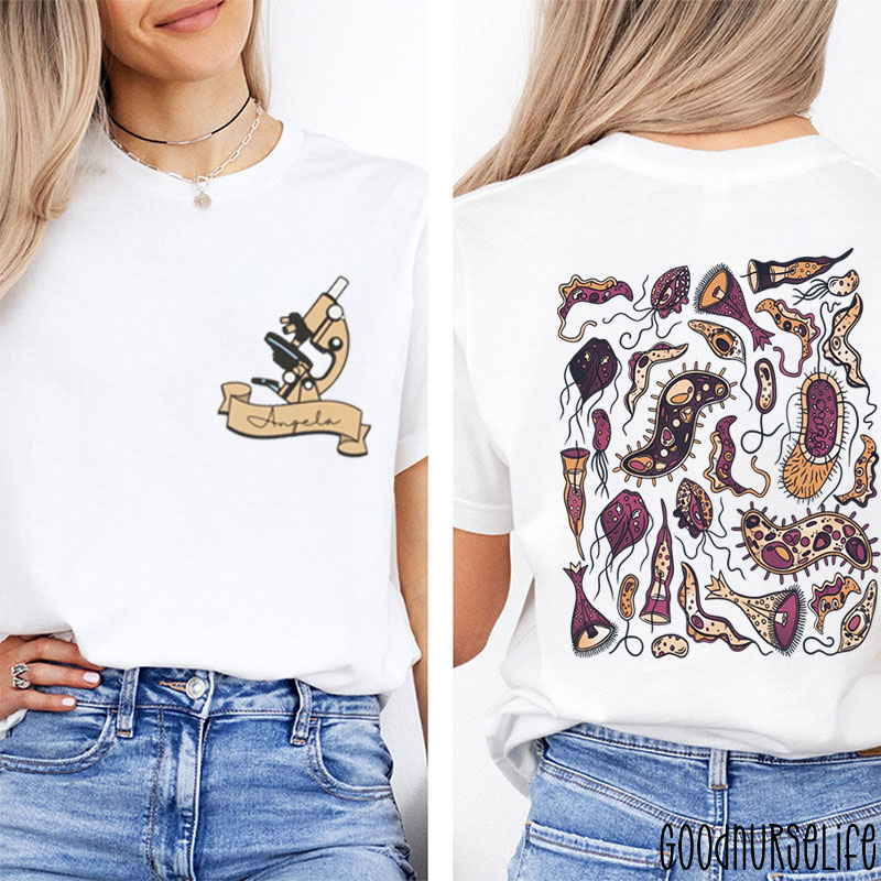 Personalized Microbiology Lab Life Nurse Two Sided T-Shirt