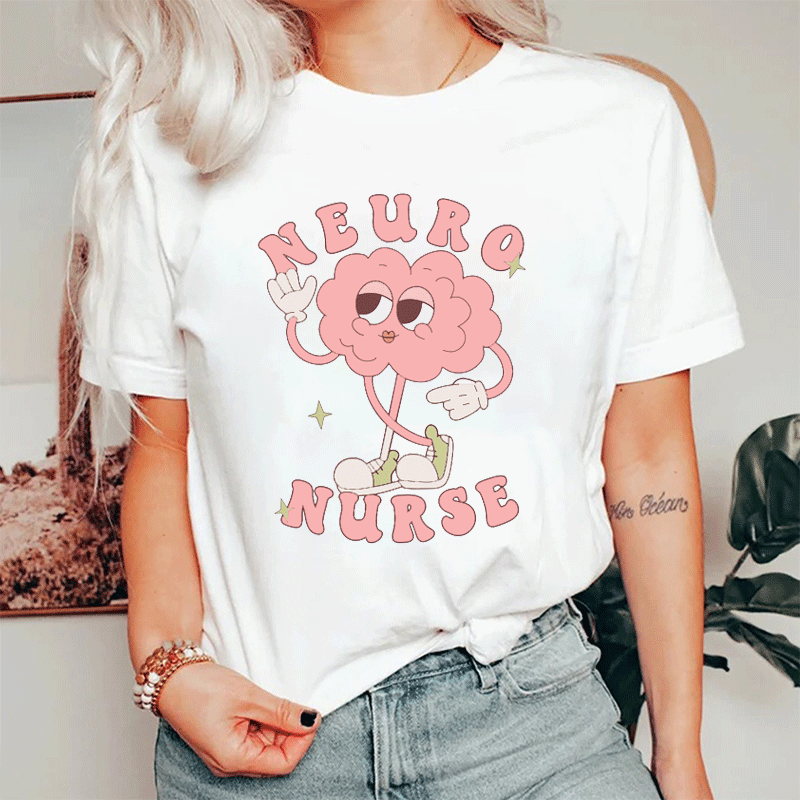 Funny Cartoon Neuro  Nurse T-Shirt
