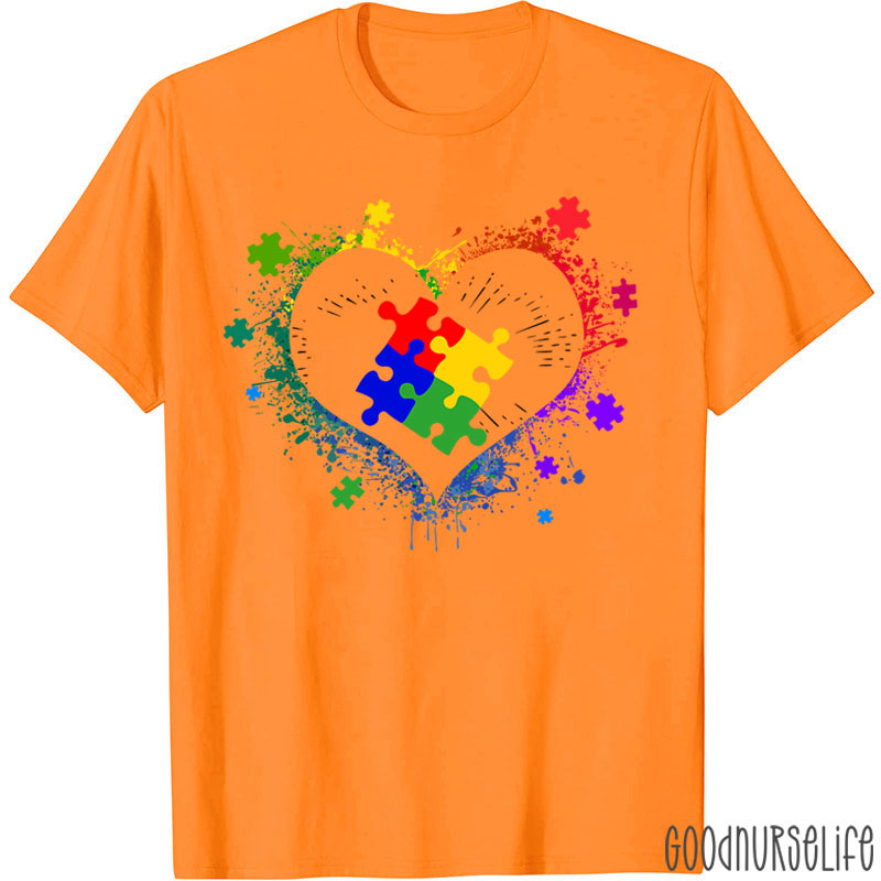 Autism Awareness Love Heart Nurse T-Shirt