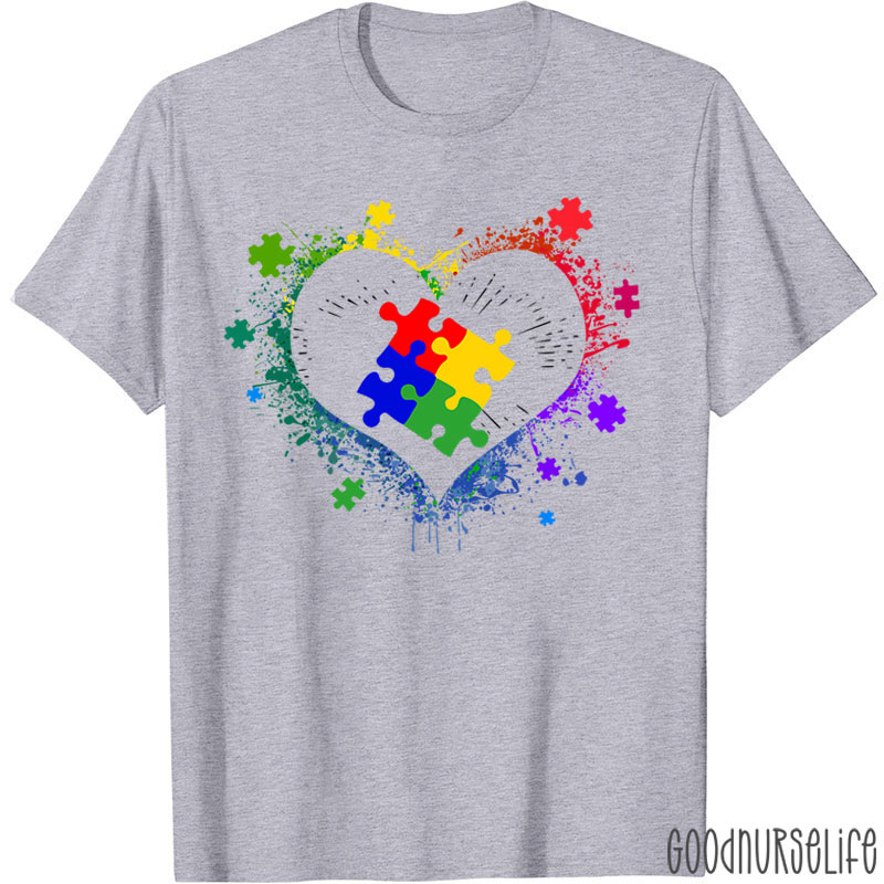 Autism Awareness Love Heart Nurse T-Shirt