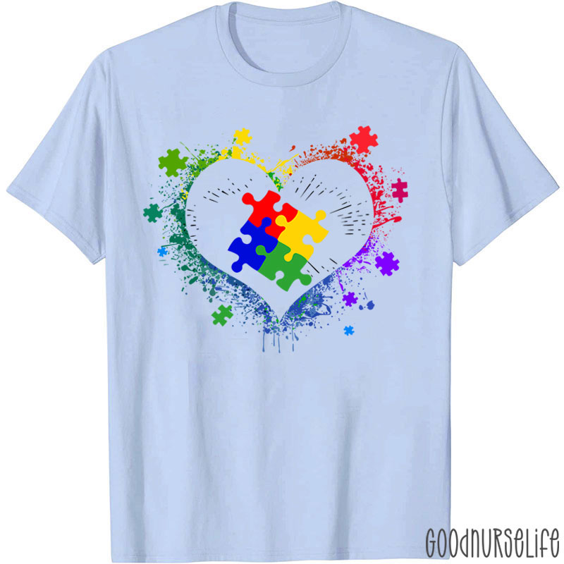 Autism Awareness Love Heart Nurse T-Shirt