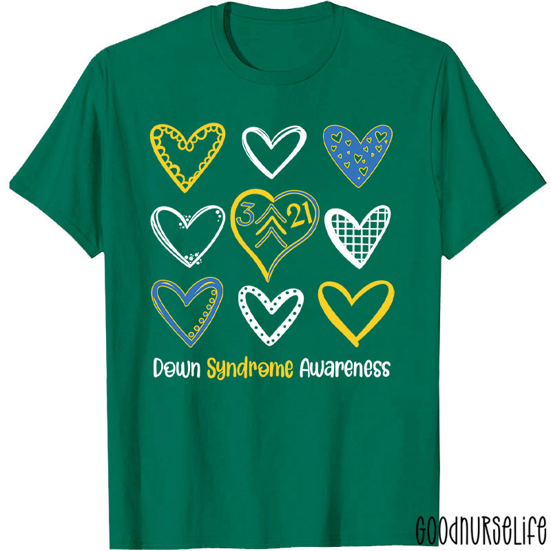 Down Syndrome Awareness Heart Nurse T-Shirt