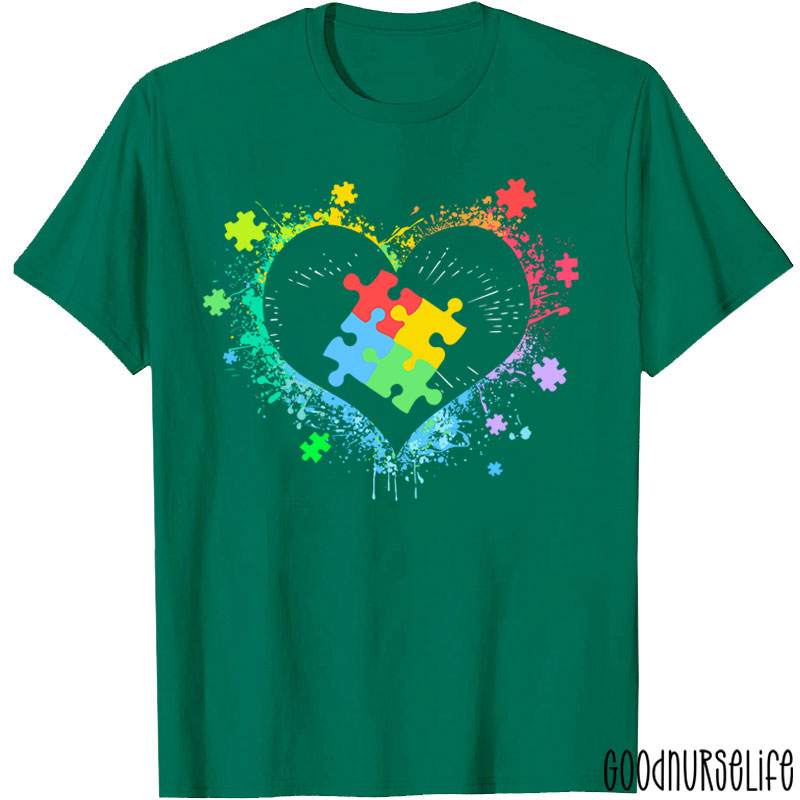Autism Awareness Love Heart Nurse T-Shirt