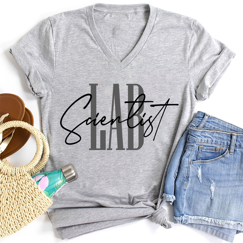 Lab Scientist Lab Tech Female V-Neck T-Shirt