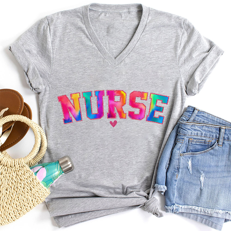 Water Color Nurse Nurse Week Cute Nurse Female V-Neck T-Shirt