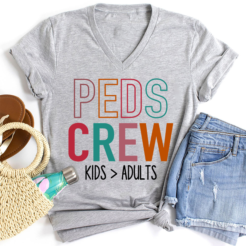Peds Crew Nurse Female V-Neck T-Shirt