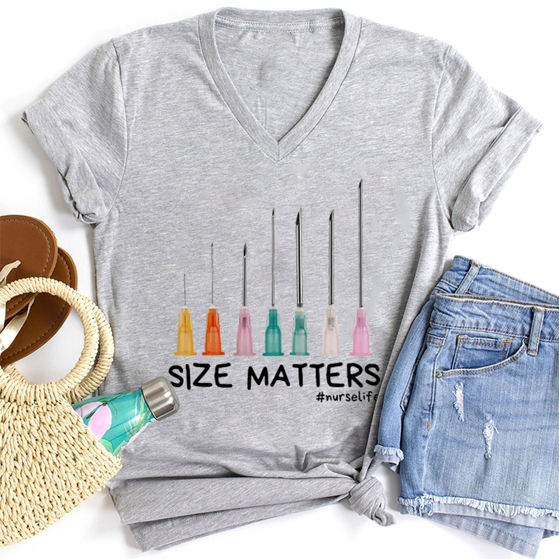 Size Matters Nurse Life Nurse Female V-Neck T-Shirt