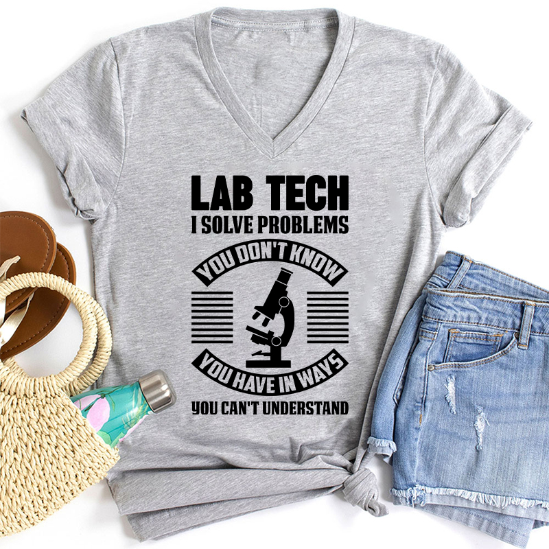 Funny Lab Tech Laboratory Technician Lab Tech Female V-Neck T-Shirt