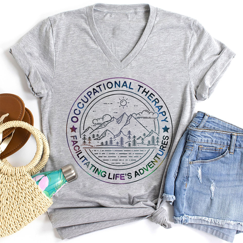 Facilitating Life's Adventures Occupational Therapy Female V-Neck T-Shirt
