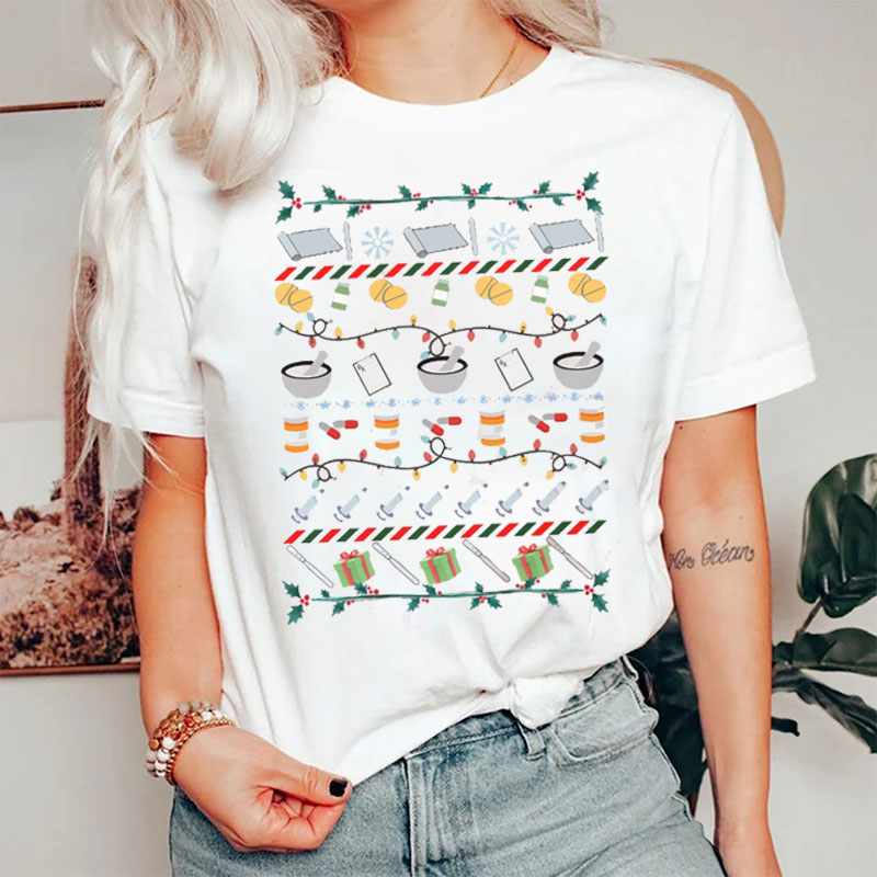 Pharmacy Technician Christmas Nurse T-shirt