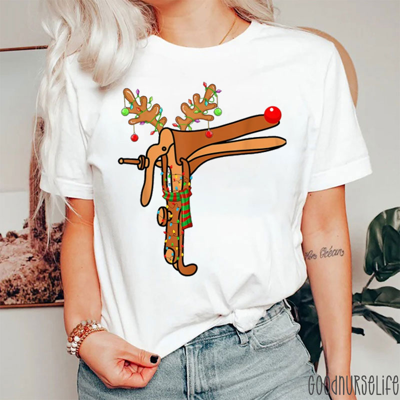 Obstetrics Gynaecology Reindeer Speculum Nurse T-shirt