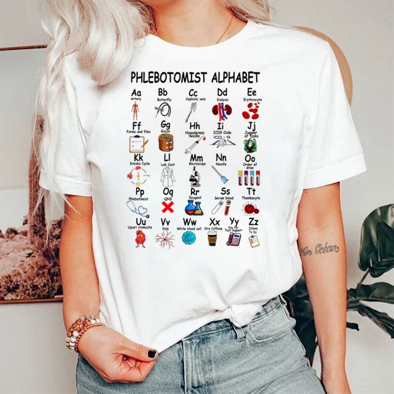 Phlebotomist Alphabet Nurse T-Shirt