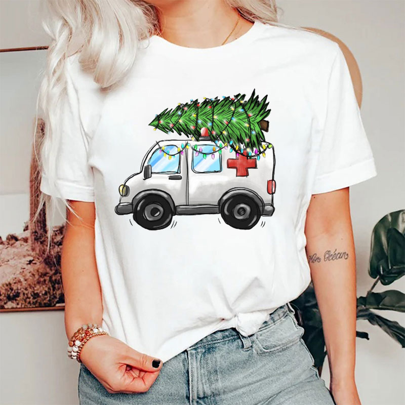 Ambulance And Christmas Tree Nurse T-shirt