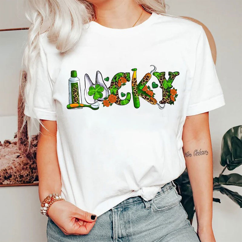 Saint Patrick's Day Clover Lucky Dental T-Shirt