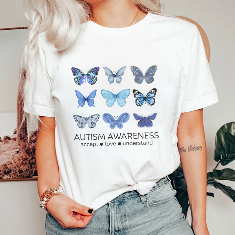 Autism Awareness Butterfly Nurse T-Shirt