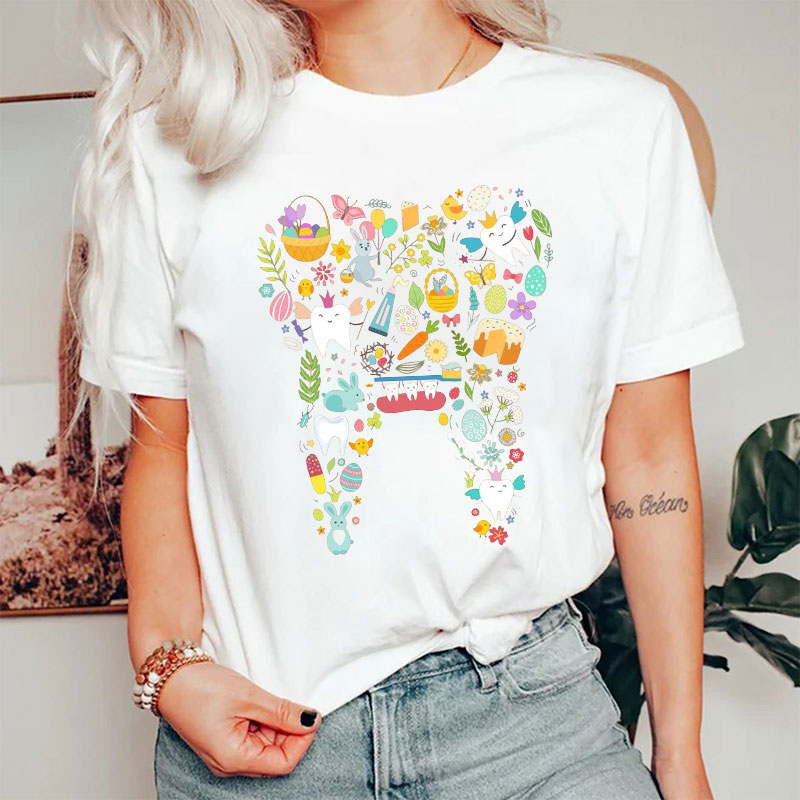 Easter Egg Bunny And Garden Dental T-Shirt