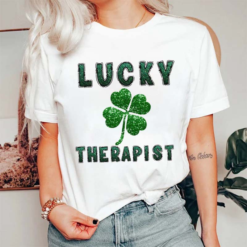 Glitter Lucky Therapist Nurse T-Shirt