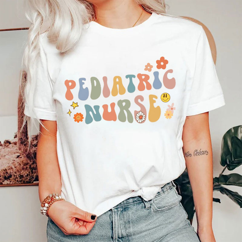 Personalized Groovy Flower Nurse T-shirt