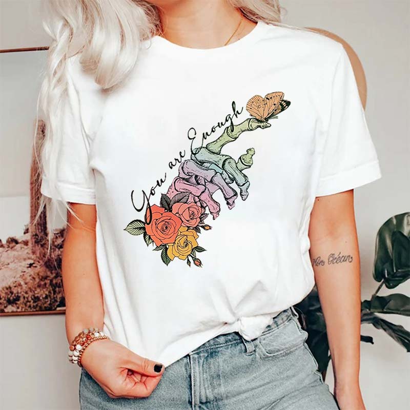 Floral You Are Enough Nurse T-Shirt