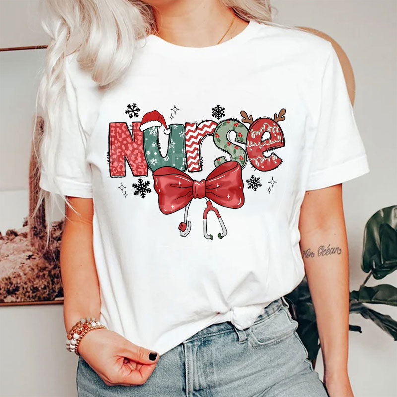 Nurse Coquette Christmas Nurse T-shirt