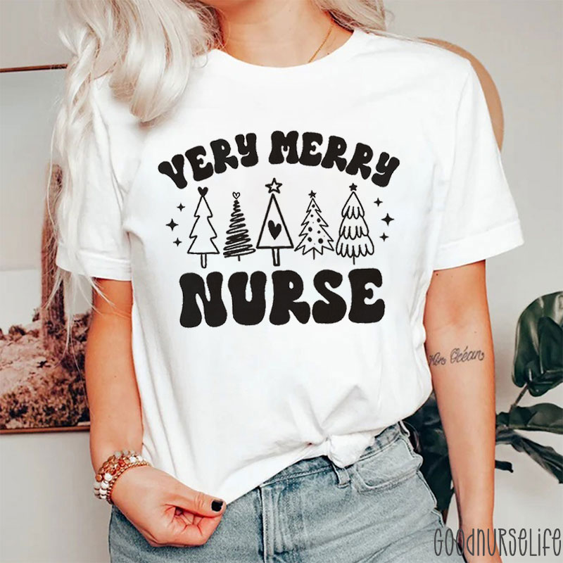 Very Merry Nurse Cute Christmas Nurse T-shirt