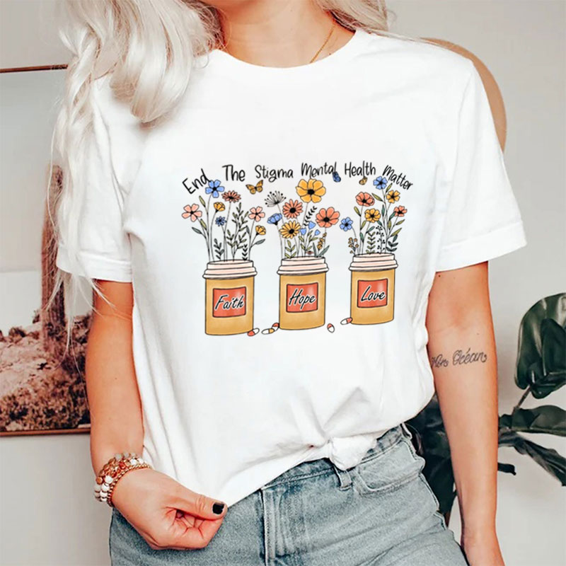 End The Stigma Mental Health Matter Nurse T-Shirt