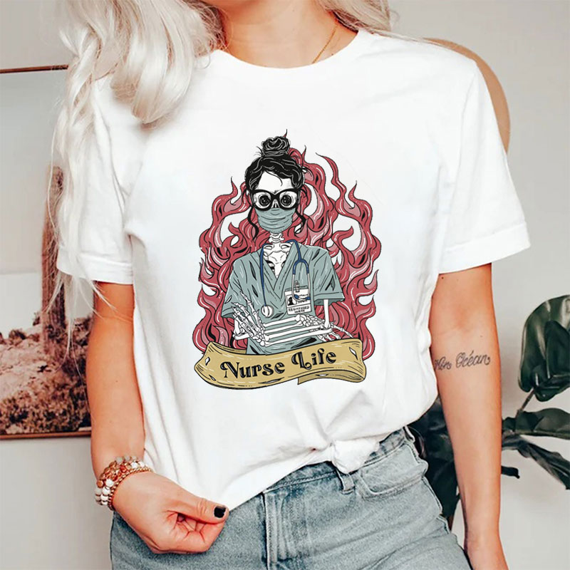 Funny Nurse Life Skeleton Nurse T-Shirt