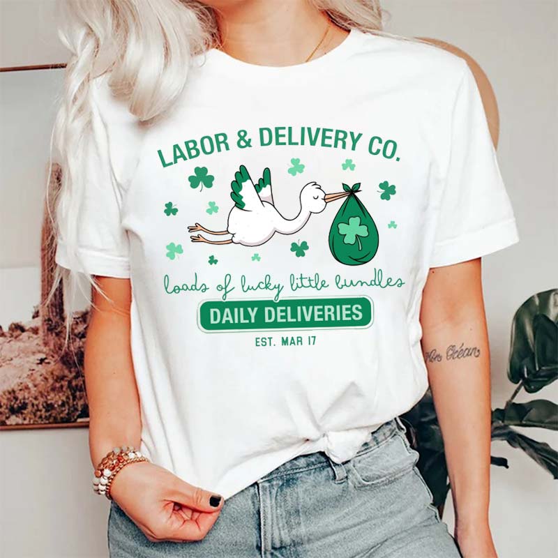 Labor And Delivery Co Loads Of Lucky Little Bundles Nurse T-Shirt